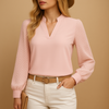 V-Neck Top Women Flowy Fit Casual Workwear