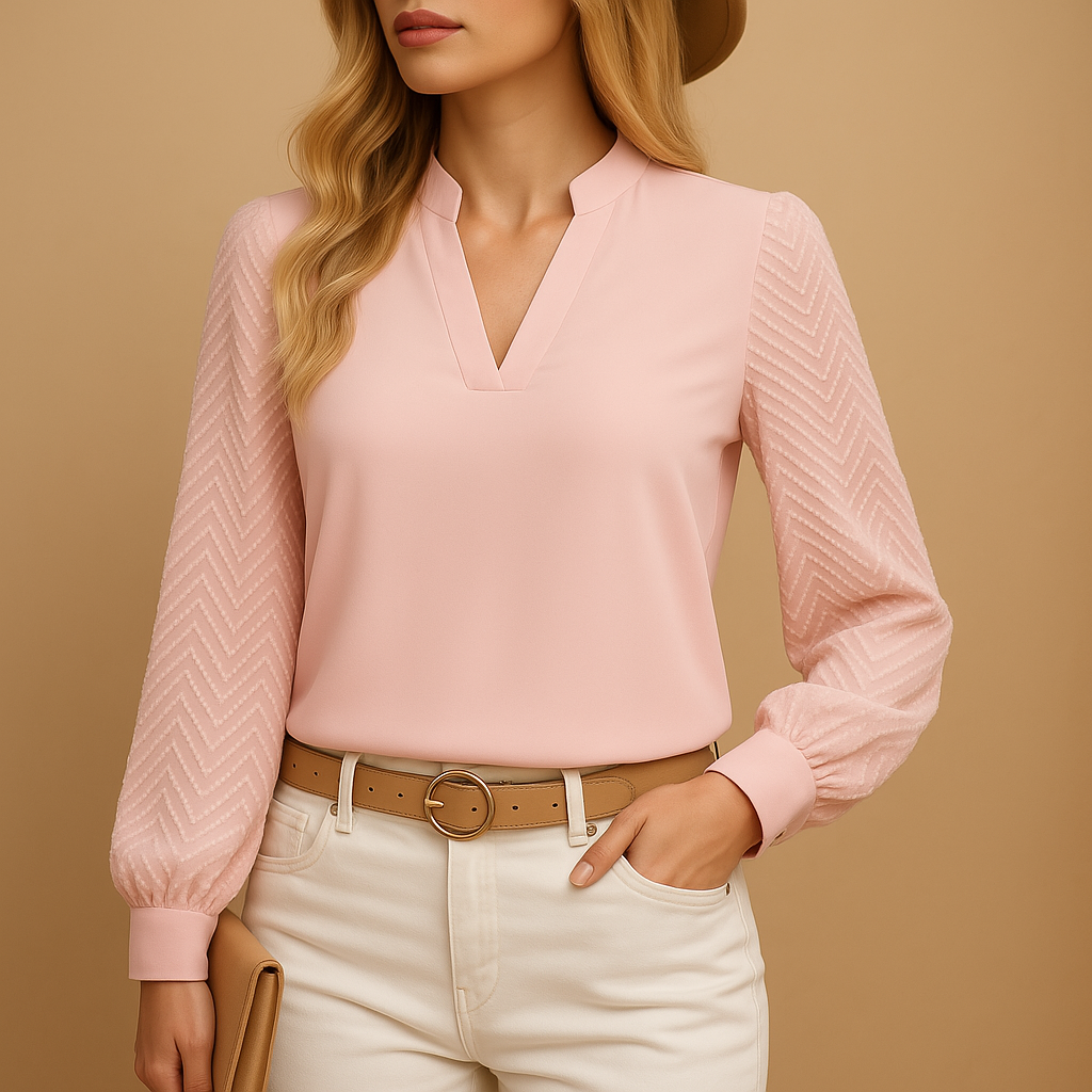 V-Neck Top Women Flowy Fit Casual Workwear