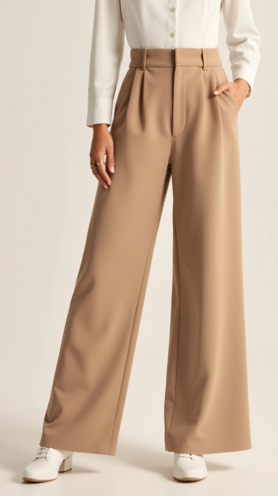 Wide-Leg Trousers Women Relaxed Fit Business Casual