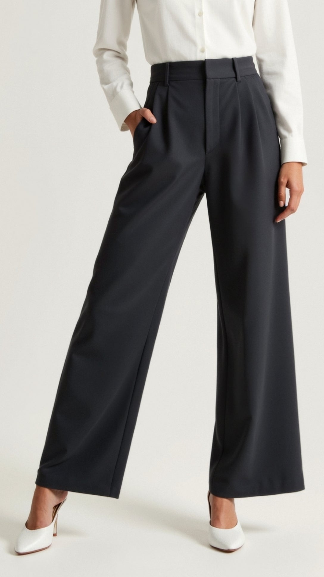 Wide-Leg Trousers Women Relaxed Fit Business Casual