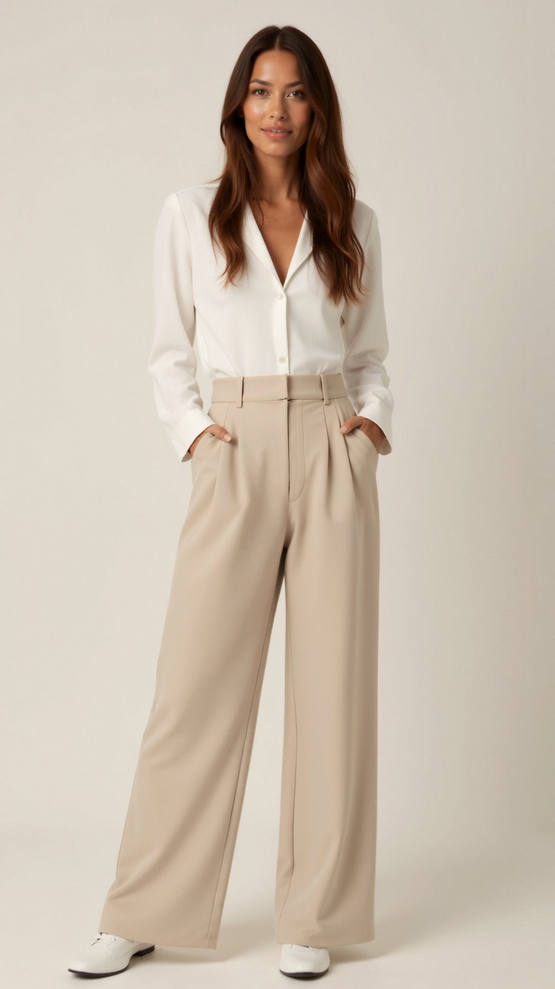 Wide-Leg Trousers Women Relaxed Fit Business Casual