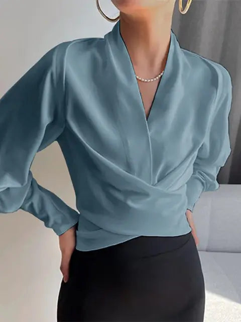 Blouse Women Slim Fit Casual Elegant Puff Sleeves