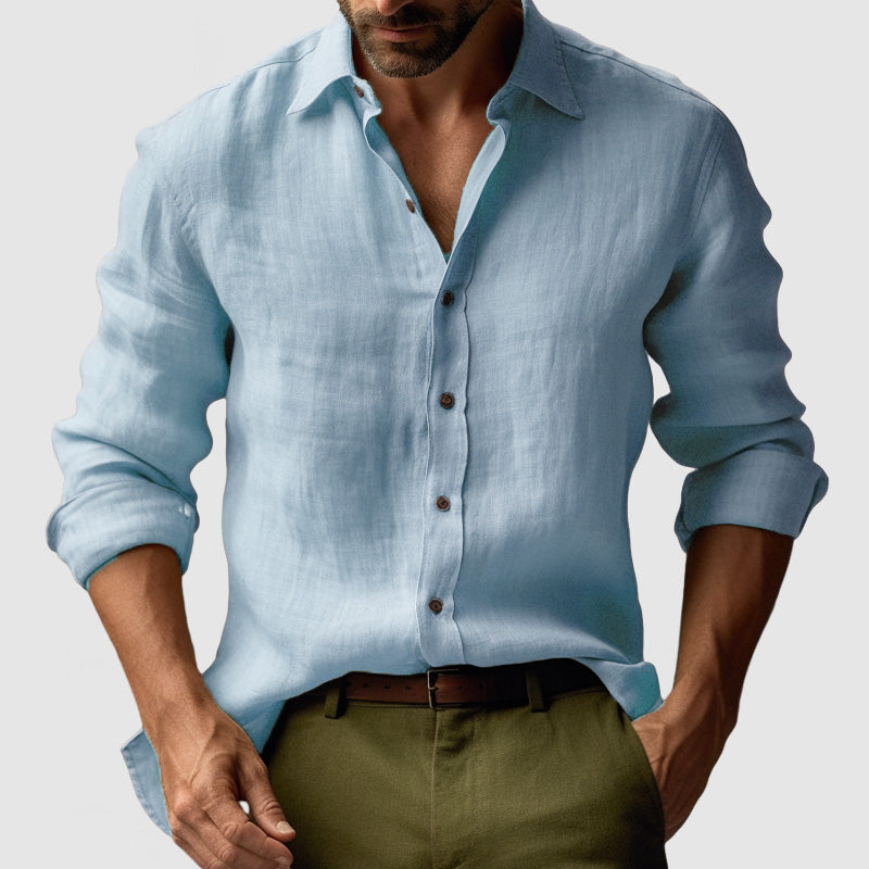 Button-Down Shirt Men Relaxed Fit Casual Long Sleeve