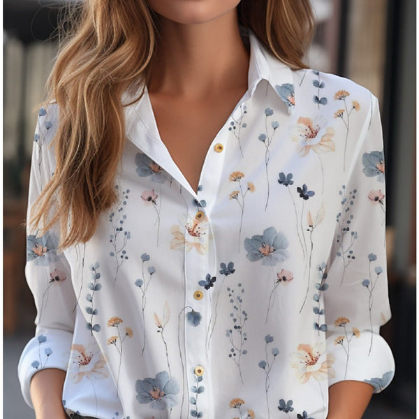 Blouse Women Relaxed Fit Casual Floral Pattern