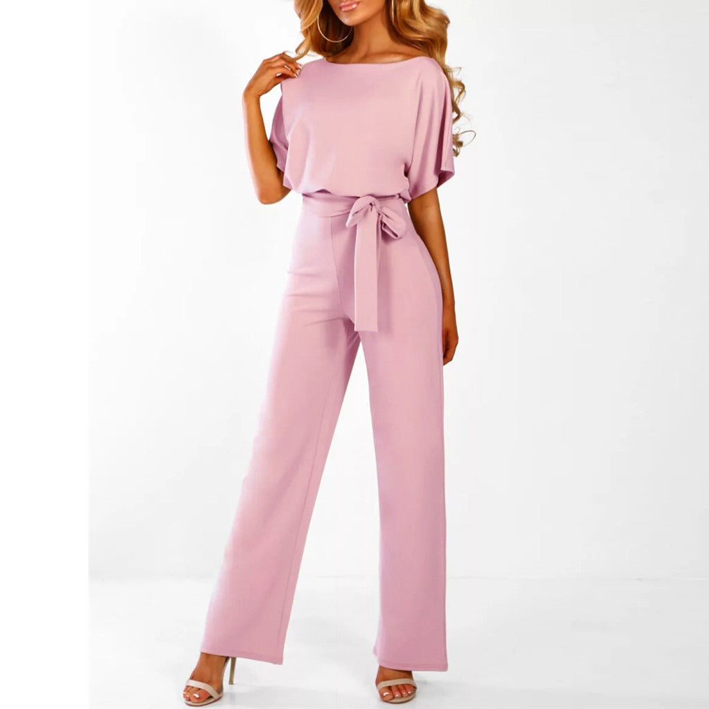 Jumpsuit Women Regular Fit Casual Elegant with Belt
