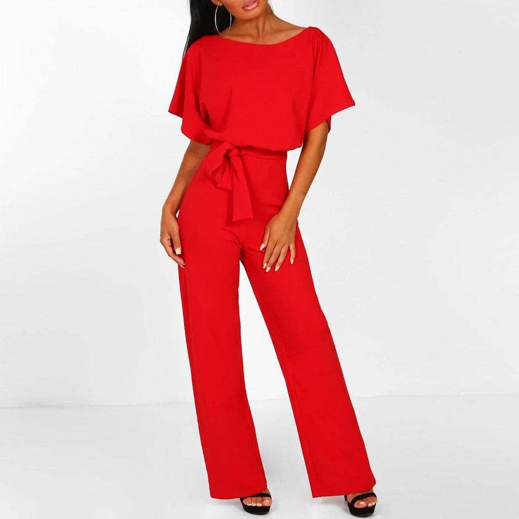 Jumpsuit Women Regular Fit Casual Elegant with Belt