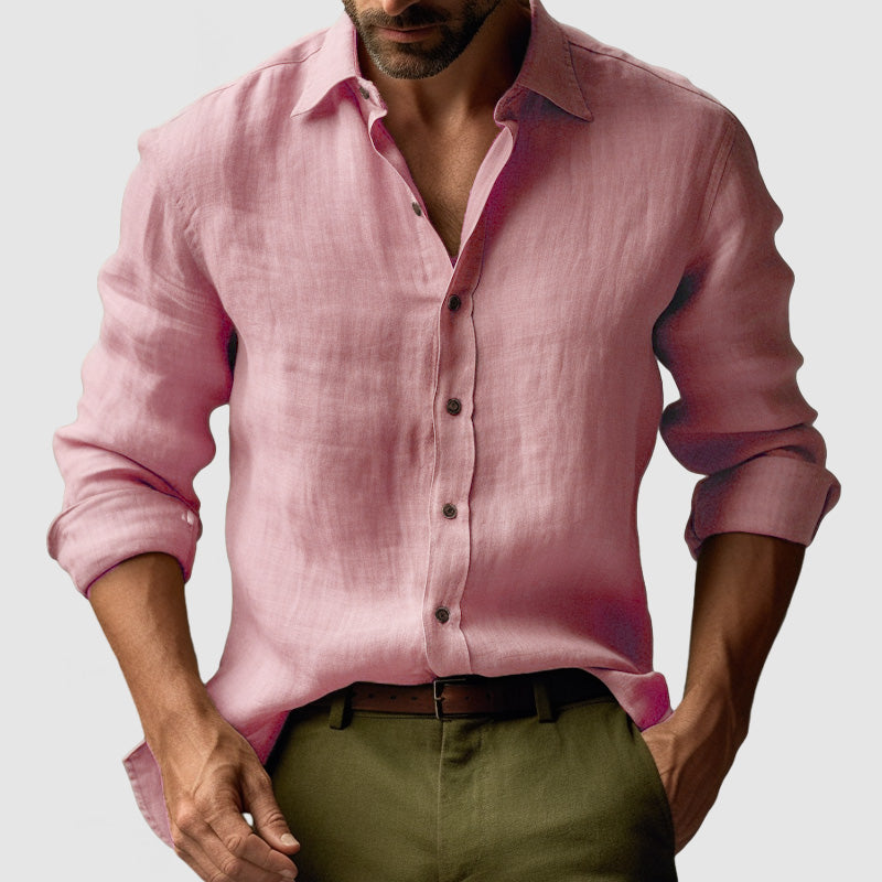 Button-Down Shirt Men Relaxed Fit Casual Long Sleeve