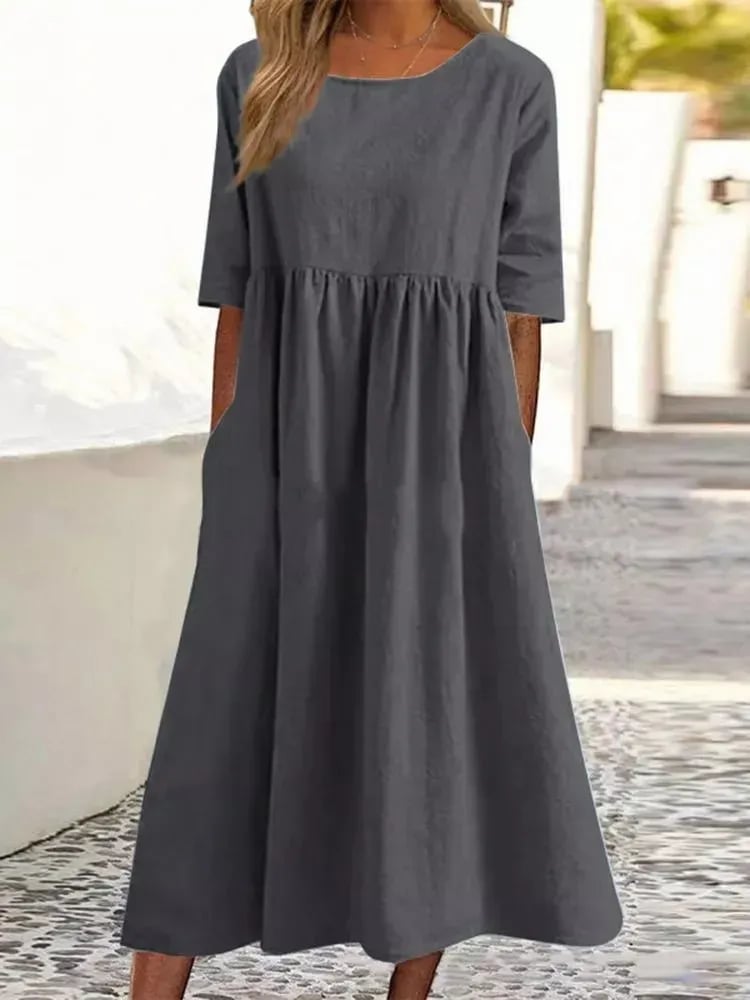 Midi Dress Women Regular Fit Casual Summer