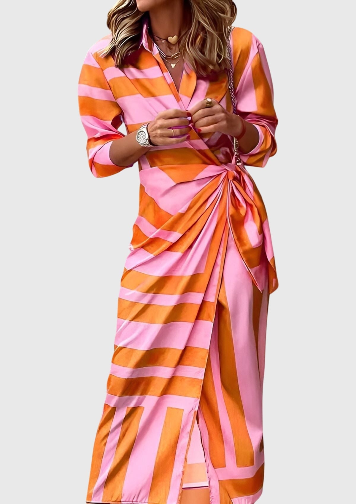 Wrap Dress Women Regular Fit Casual Elegant Print