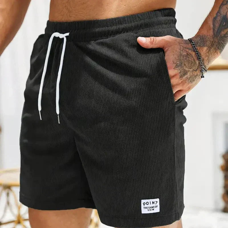 Ribbed Shorts Men Relaxed Fit Casual Summer