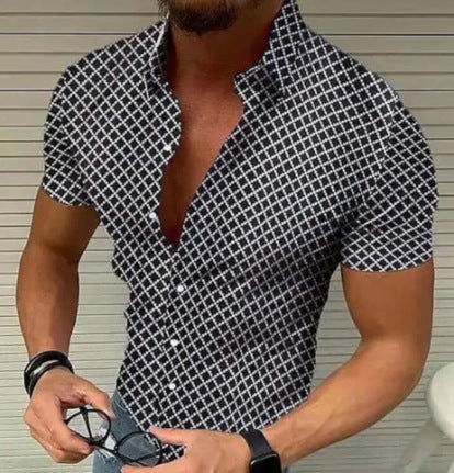 Slim Fit Men Shirt Casual Summer Short Sleeve