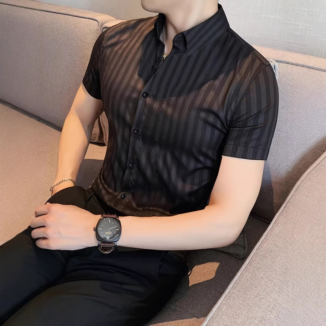 Slim Fit Men Shirt Casual Summer Short Sleeve