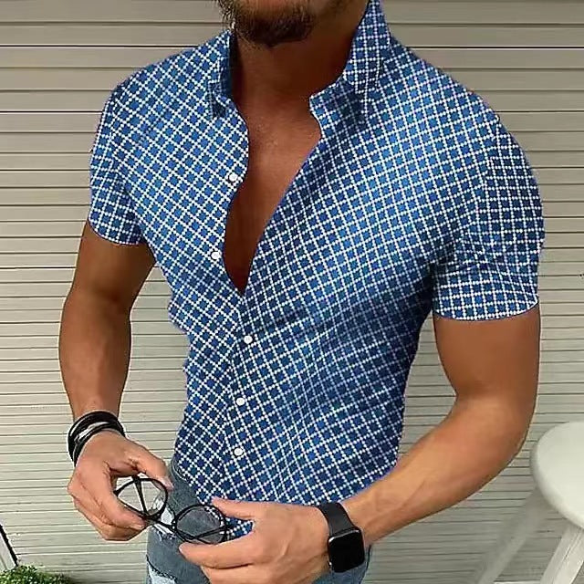 Slim Fit Men Shirt Casual Summer Short Sleeve