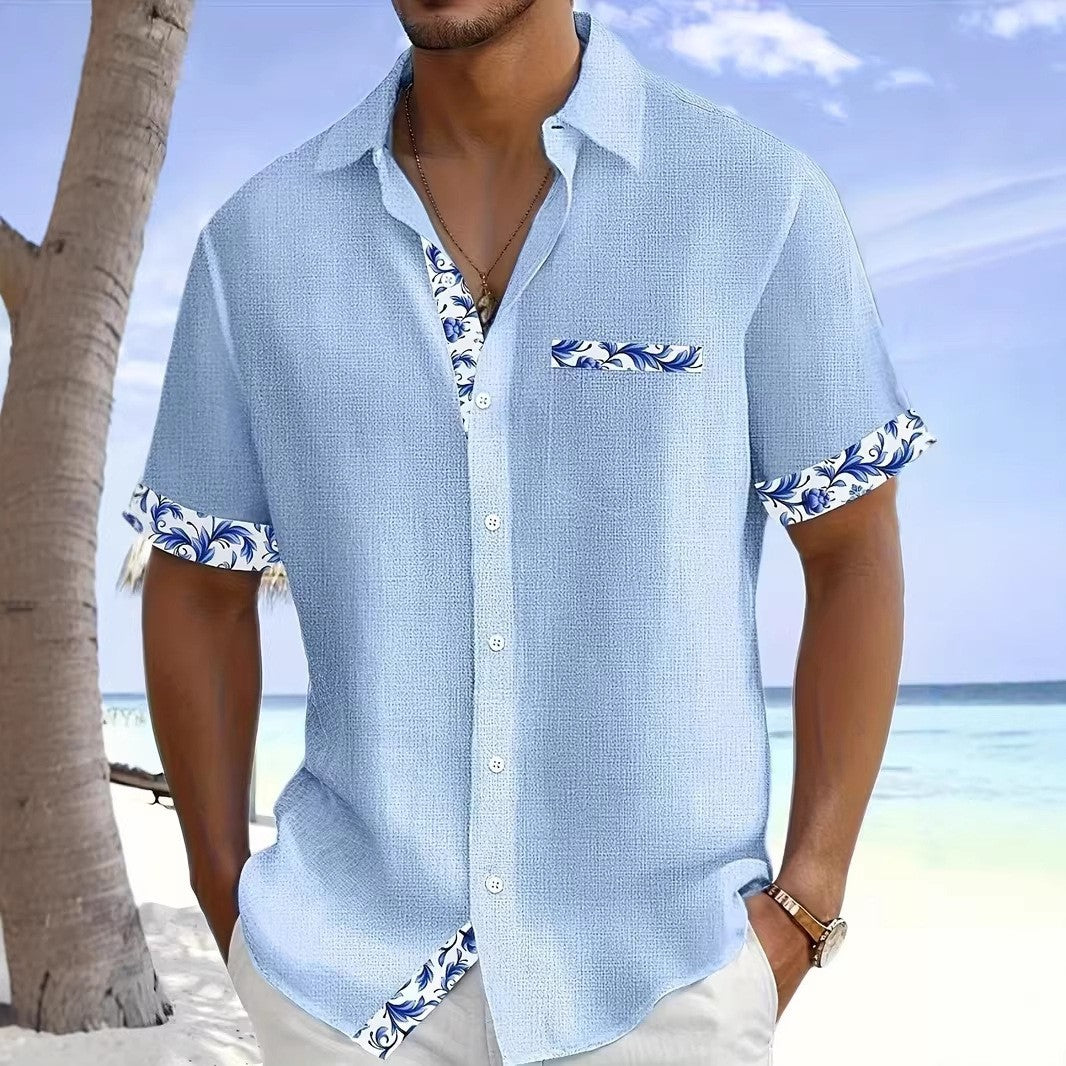 Slim Fit Men Shirt Casual Summer Short Sleeve