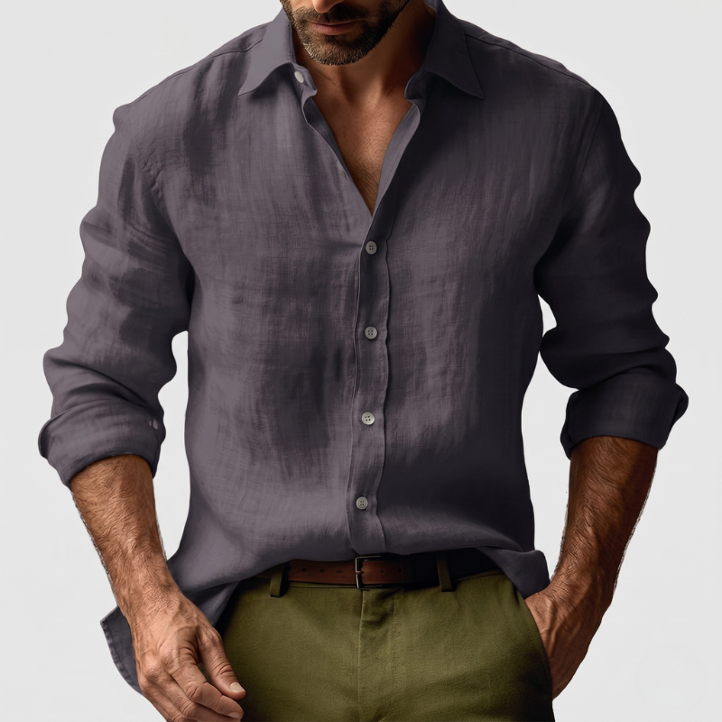 Button-Down Shirt Men Relaxed Fit Casual Long Sleeve