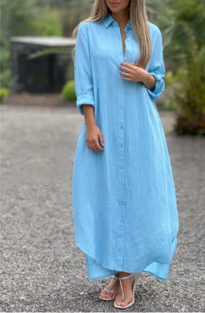 Maxi Shirt Dress Women Oversized Fit Casual Summer
