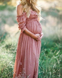 Boho Chic Maternity Dress with Boat Neck - Elora
