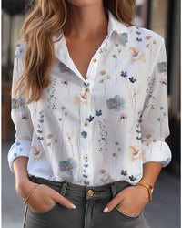 Blouse Women Relaxed Fit Casual Floral Pattern