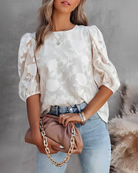 Blouse Women Regular Fit Casual Elegant Puff Sleeves
