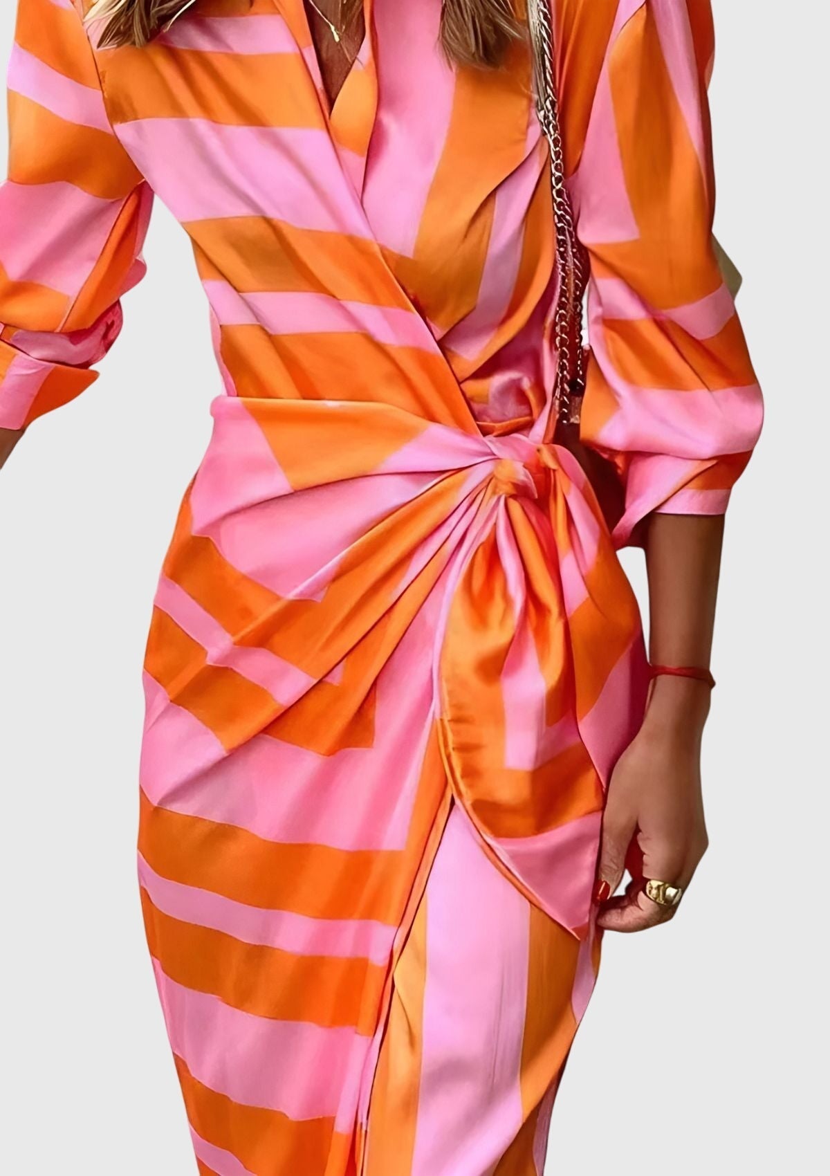 Wrap Dress Women Regular Fit Casual Elegant Print