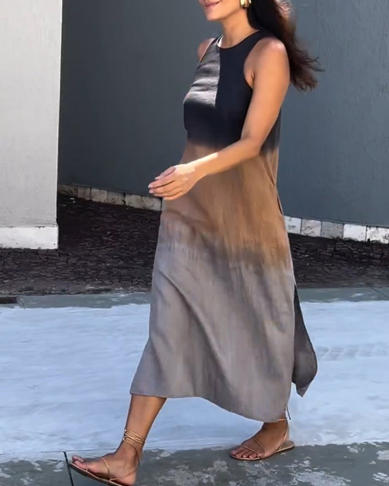 Sleeveless Ombre Dress Women Slim Fit Casual Summer