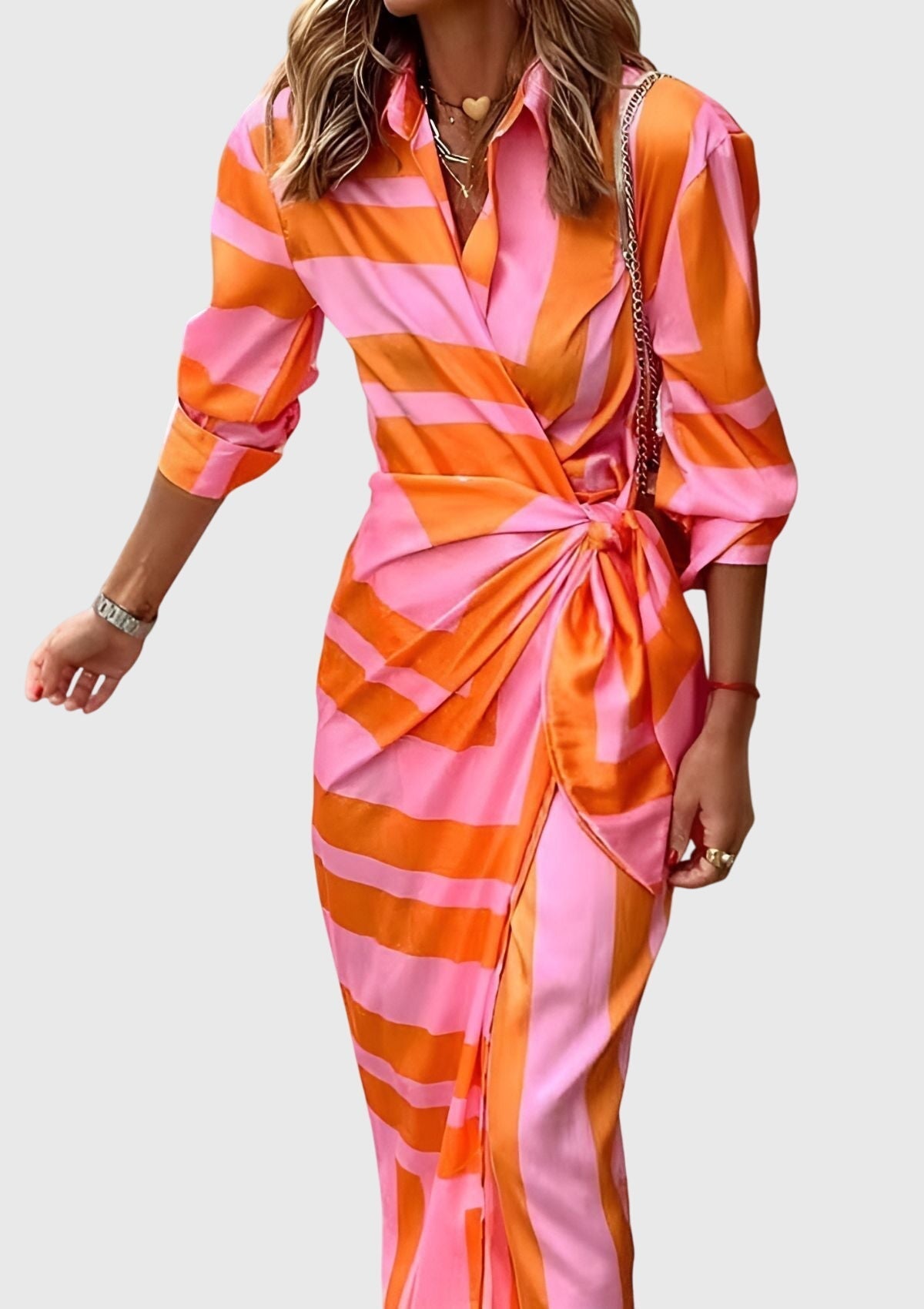 Wrap Dress Women Regular Fit Casual Elegant Print
