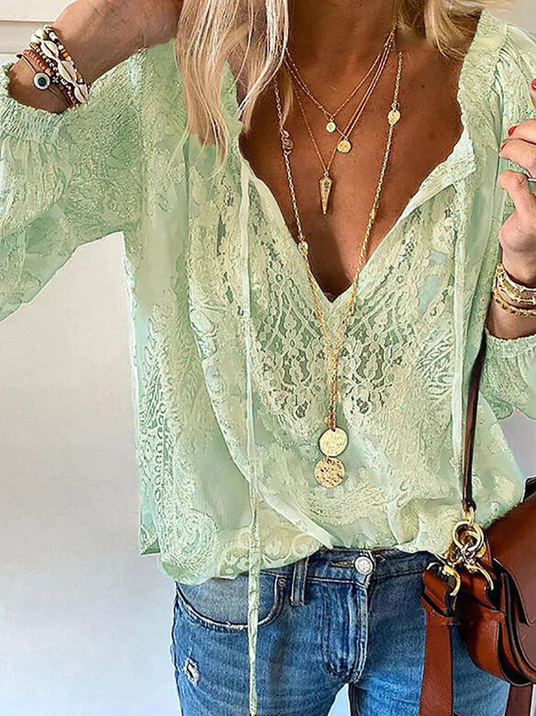 Blouse Women Regular Fit Casual with Lace Details