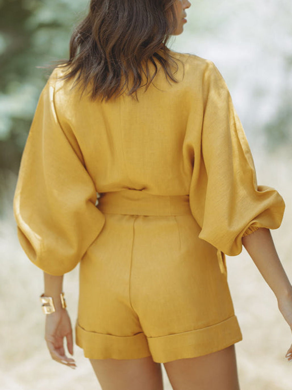 Belted Shorts Jumpsuit Women Oversized Relaxed Fit Casual