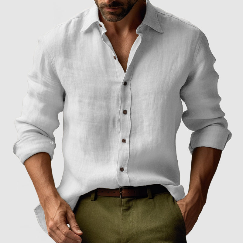 Button-Down Shirt Men Relaxed Fit Casual Long Sleeve