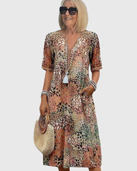 Floral Midi Dress Women Regular Fit Casual Elegant