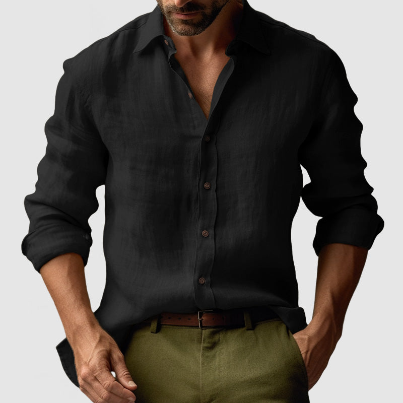 Button-Down Shirt Men Relaxed Fit Casual Long Sleeve