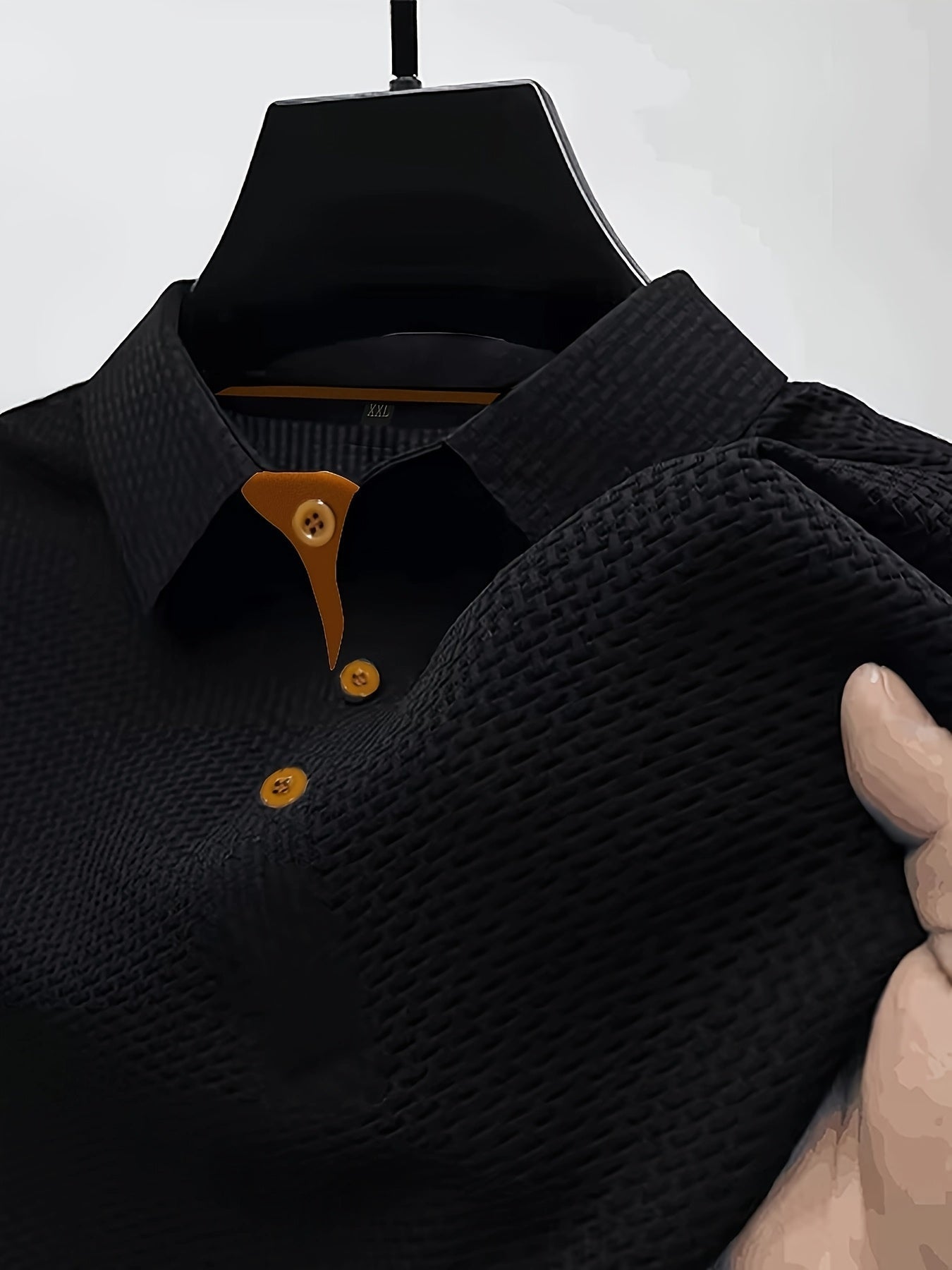 Textured Polo Shirt Men Structured Fit Casual Smart