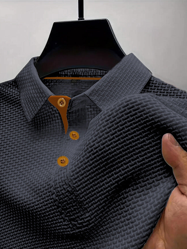 Textured Polo Shirt Men Structured Fit Casual Smart