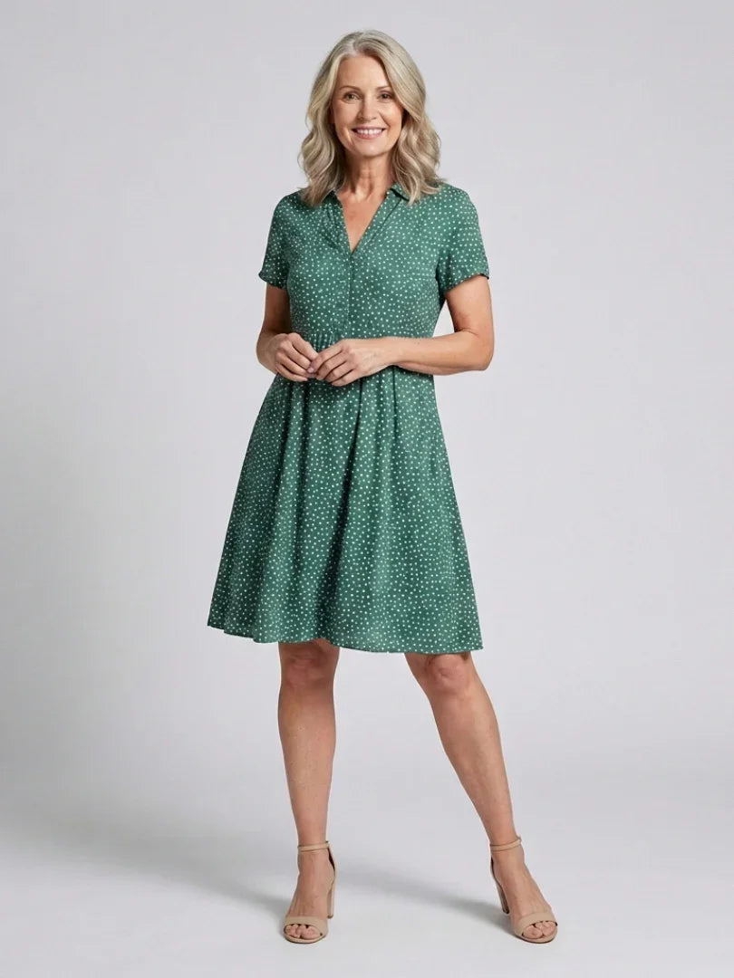 Midi Dress Women Relaxed Fit Casual Summer Polka Dot