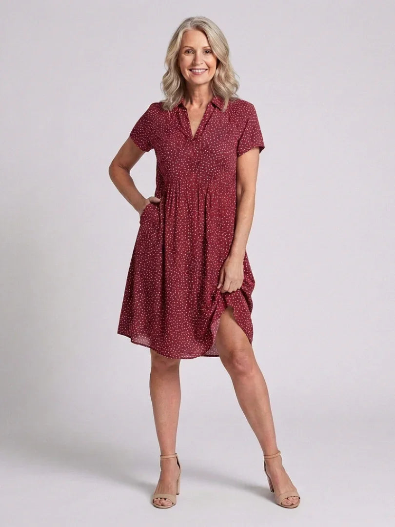 Midi Dress Women Relaxed Fit Casual Summer Polka Dot
