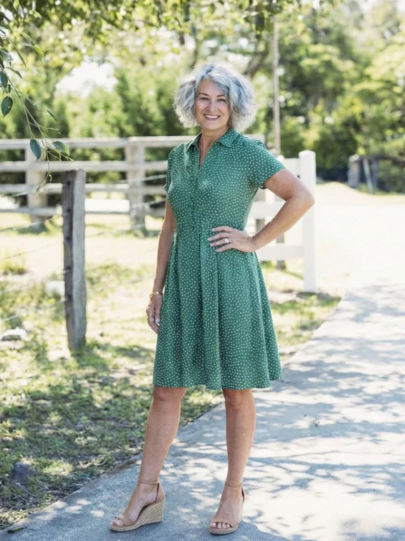 Midi Dress Women Relaxed Fit Casual Summer Polka Dot