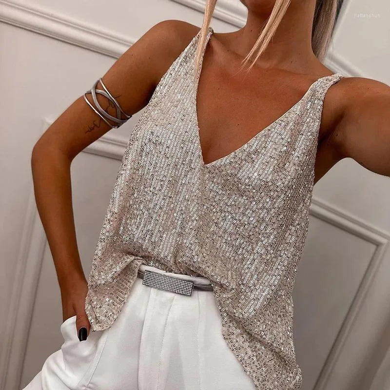 Sequin Cami Top Women Regular Fit Party Elegant