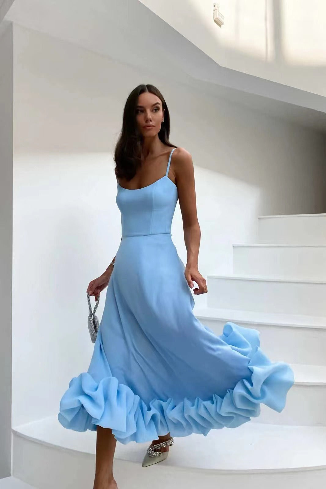 Midi Evening Dress Women Slim Fit Casual Elegant