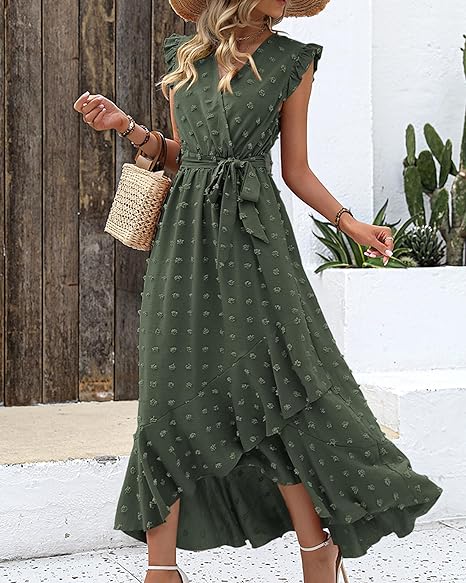 Pleated Dress Women Regular Fit Business Casual Elegant