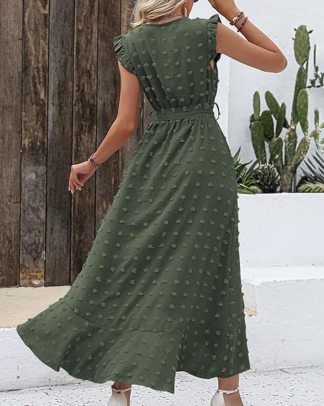 Pleated Dress Women Regular Fit Business Casual Elegant
