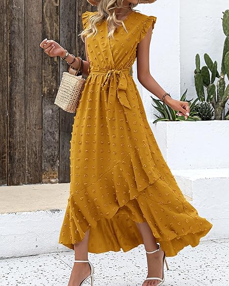 Pleated Dress Women Regular Fit Business Casual Elegant