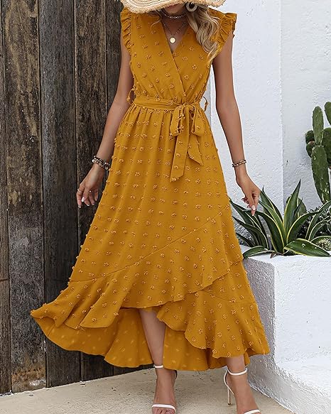 Pleated Dress Women Regular Fit Business Casual Elegant
