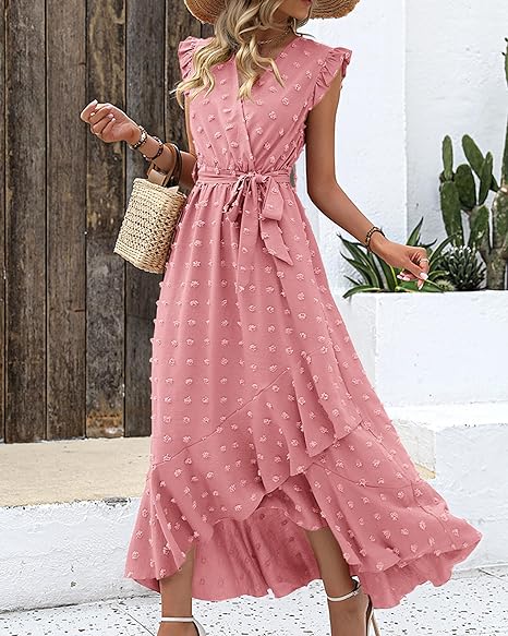 Pleated Dress Women Regular Fit Business Casual Elegant