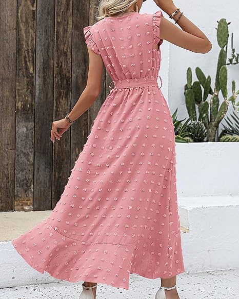 Pleated Dress Women Regular Fit Business Casual Elegant
