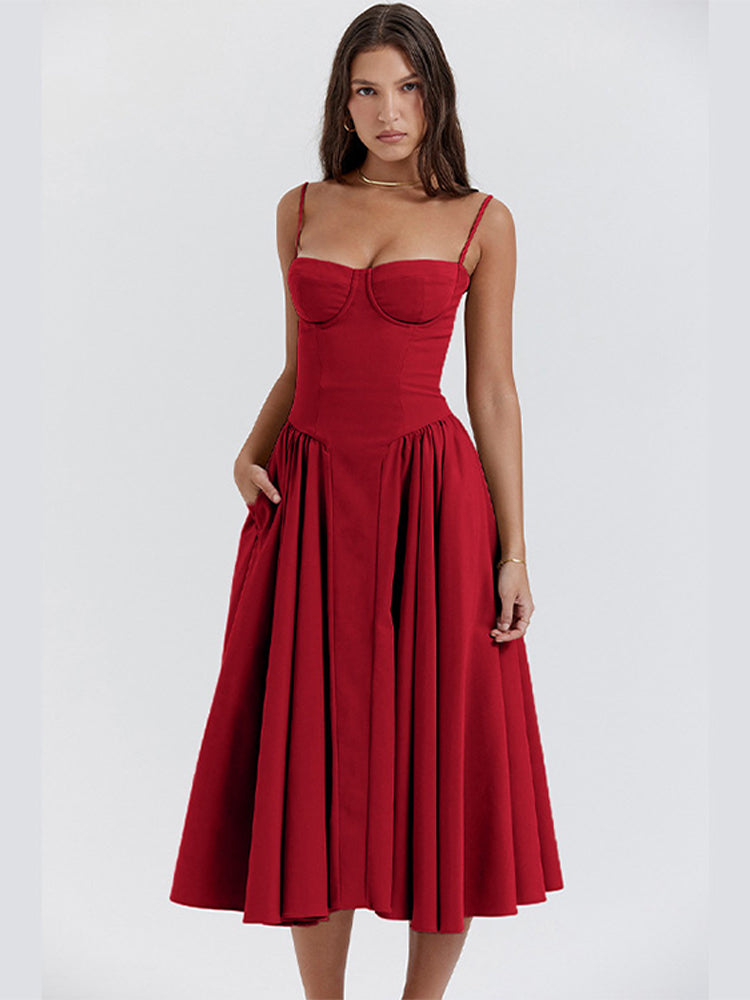 Eleanor | Corset Midi Dress Women Fitted Casual Formal
