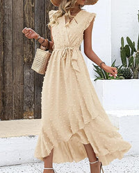 Pleated Dress Women Regular Fit Business Casual Elegant