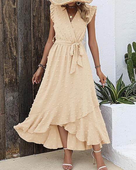 Pleated Dress Women Regular Fit Business Casual Elegant