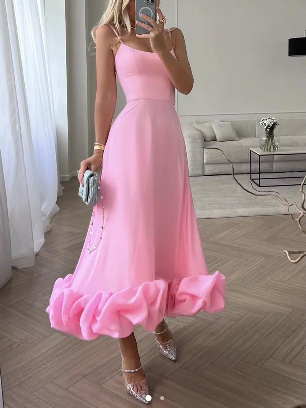 Midi Evening Dress Women Slim Fit Casual Elegant
