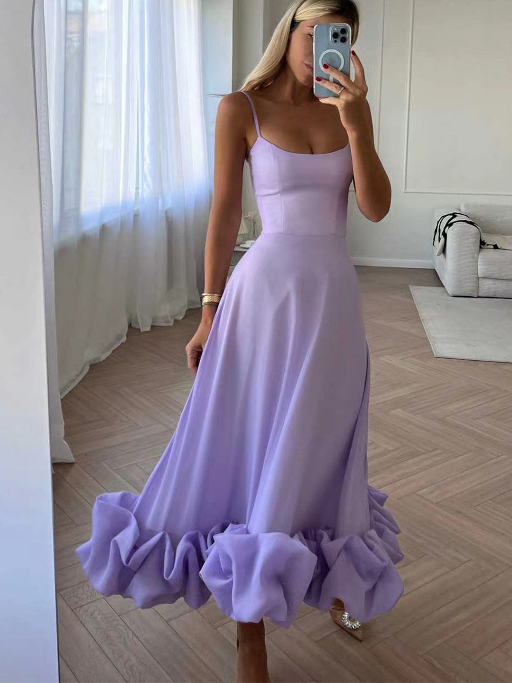 Midi Evening Dress Women Slim Fit Casual Elegant
