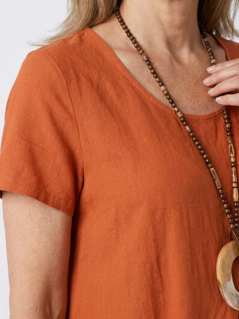 Short Sleeve Pleated Knee-Length Dress Women Relaxed Fit Casual
